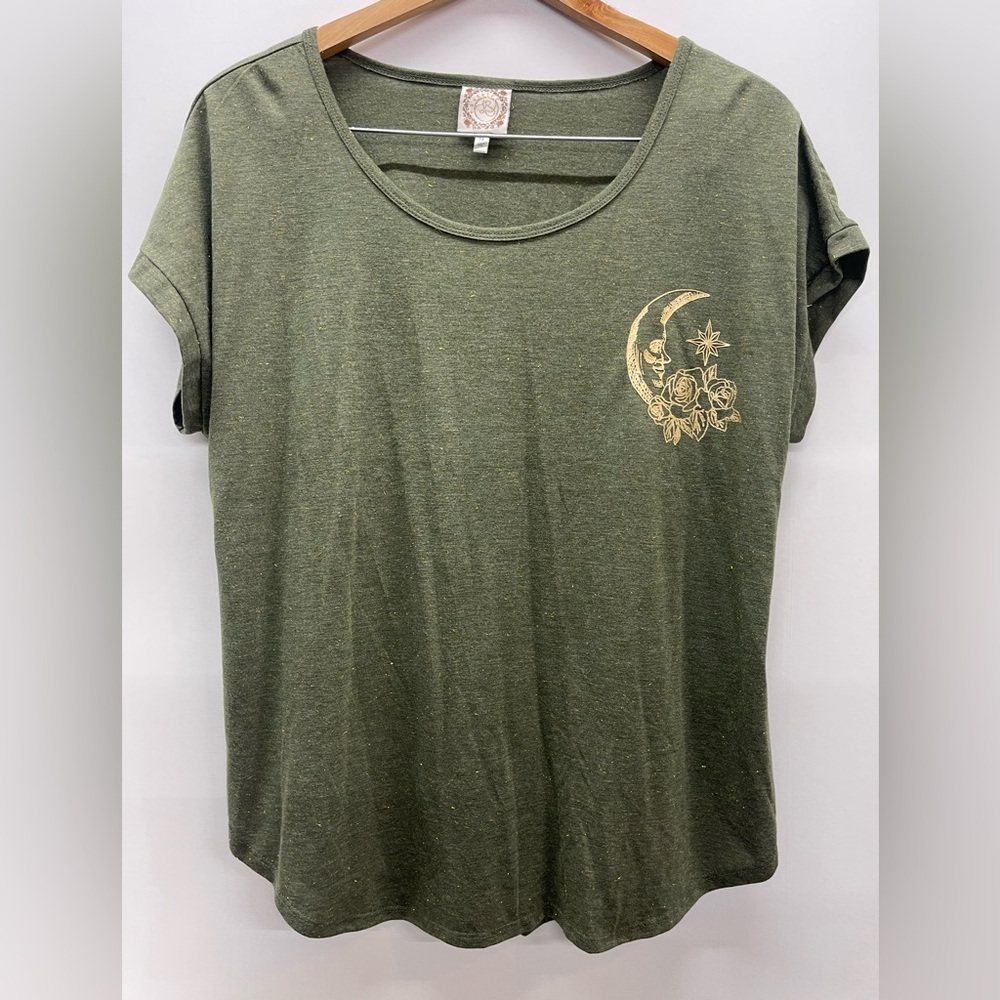 Green and Gold Glitter‎ Celestial Moon and Star shirt